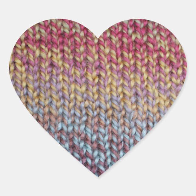 Colorful Knit Heart Sticker (Front)