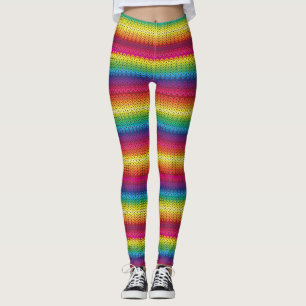 Colorful Knitted Rainbow Effect Leggings