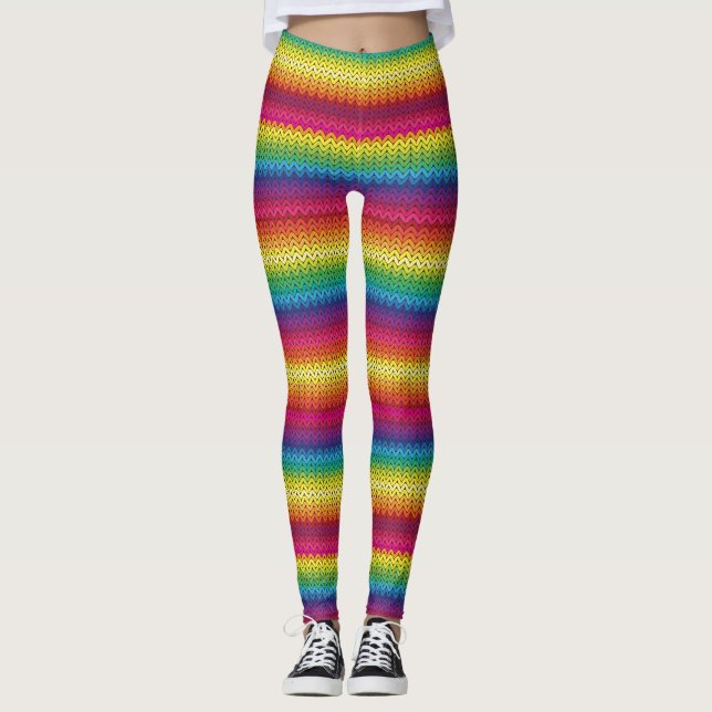 Colorful Knitted Rainbow Effect Leggings (Front)