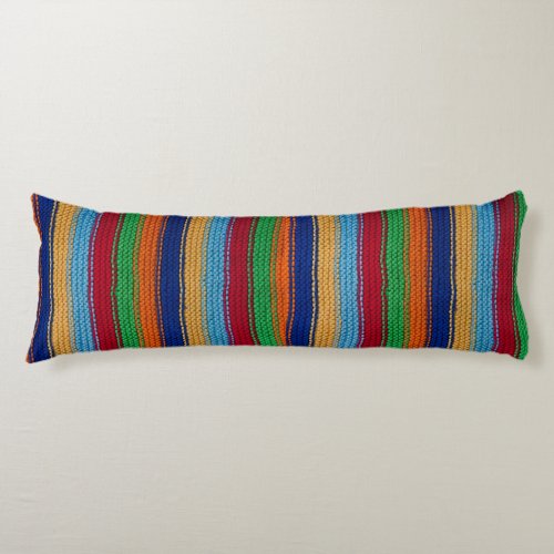 Colorful knitted stripes body pillow