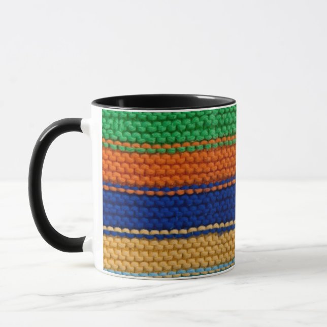 Colorful knitted stripes mug (Left)