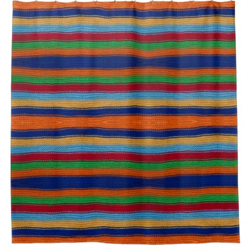 Colorful knitted stripes shower curtain