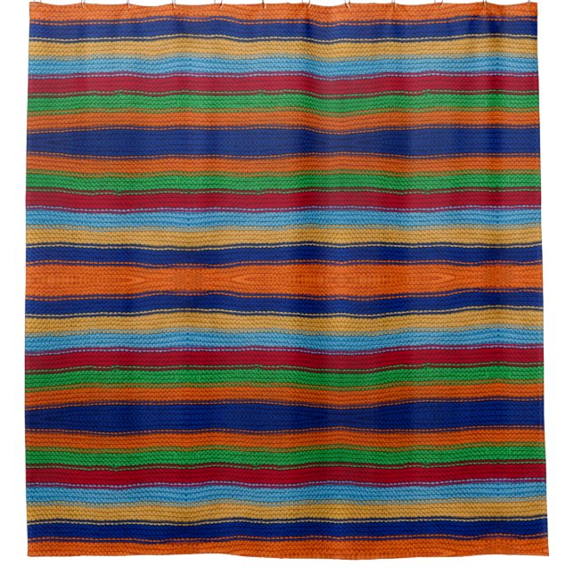 Colorful knitted stripes shower curtain (Front)