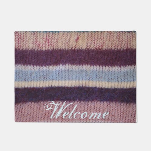 colorful knitted stripes unique vintage fun design doormat