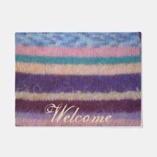 colorful knitted stripes unique vintage fun design doormat