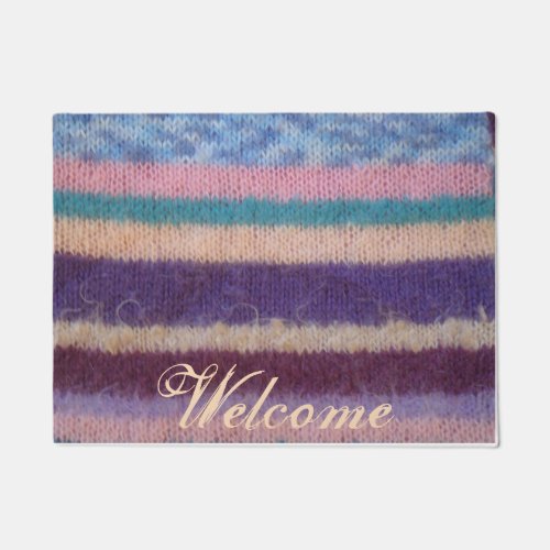 colorful knitted stripes unique vintage fun design doormat