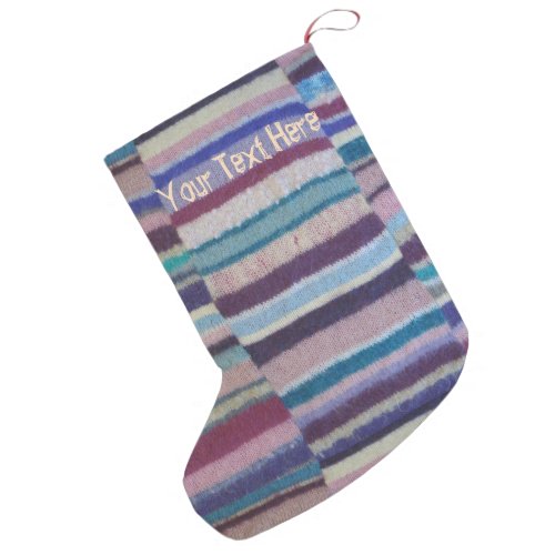 colorful knitted stripes unique vintage fun design small christmas stocking