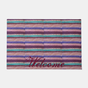 colorful knitted stripes unique vintage fun doormat
