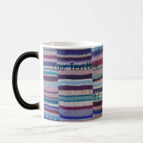 colorful knitted stripes unique vintage fun magic mug