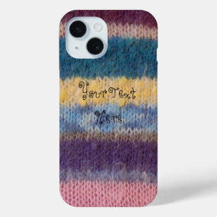 colorful knitted stripes vintage style fun design iPhone 15 case
