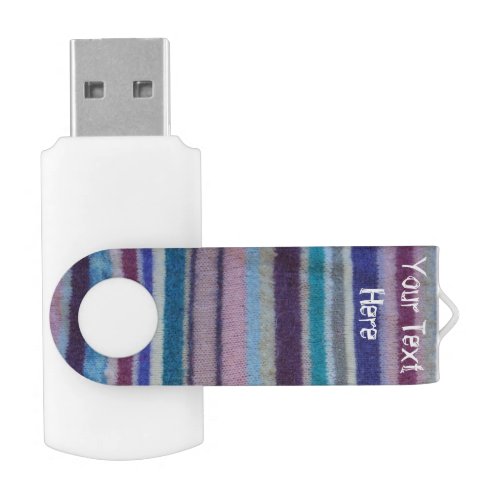colorful knitted stripes vintage style fun design flash drive