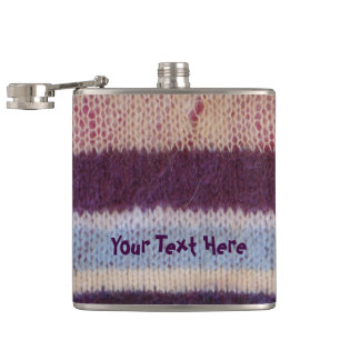 colorful knitted stripes vintage style fun design hip flask