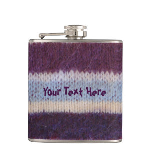 colorful knitted stripes vintage style fun design hip flask