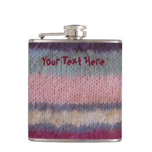 colorful knitted stripes vintage style fun design hip flask