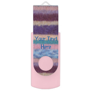 colorful knitted stripes vintage style fun design USB flash drive