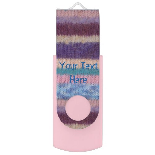 colorful knitted stripes vintage style fun design USB flash drive