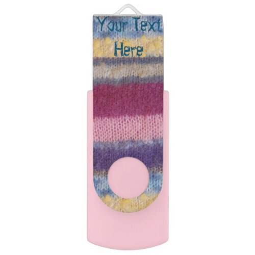 colorful knitted stripes vintage style fun flash drive