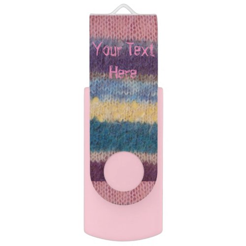 colorful knitted stripes vintage style fun USB flash drive