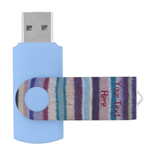 colorful knitted stripes vintage style fun USB flash drive