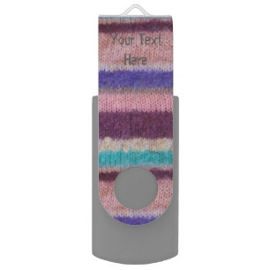 colorful knitted stripes vintage style fun USB flash drive