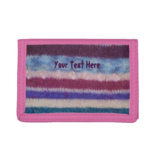 colorful knitted stripes vintage style trifold wallet