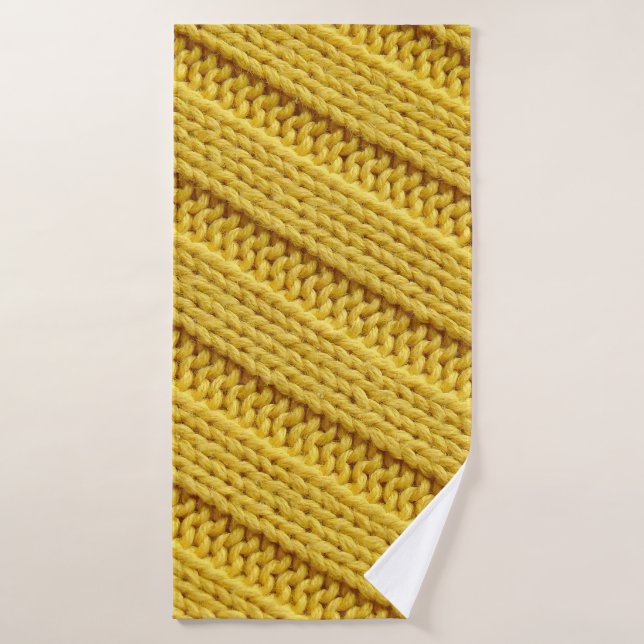 Colorful knitted textile texture. Yellow. Bath Towel (Bath Towel)