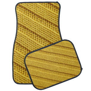 Colorful knitted textile texture. Yellow. Car Floor Mat