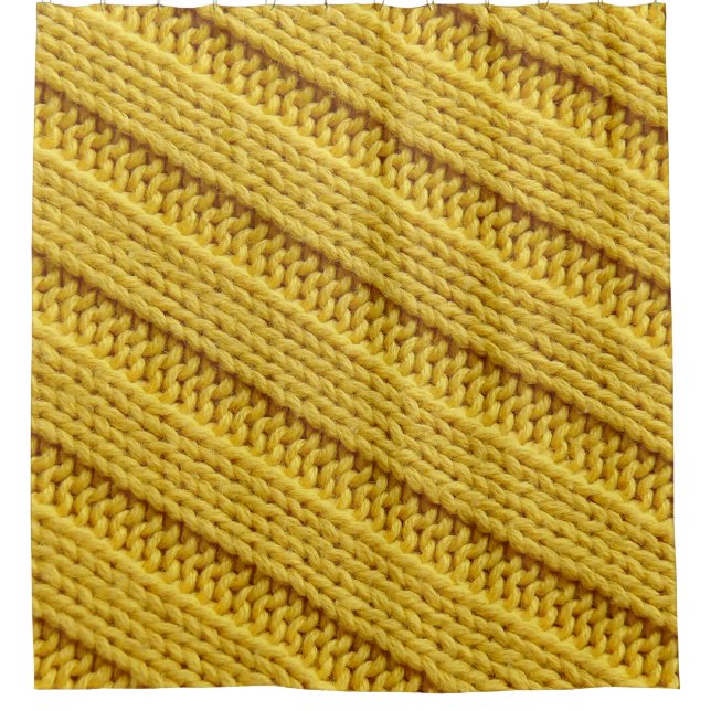 Colorful knitted textile texture. Yellow. Shower Curtain (Front)