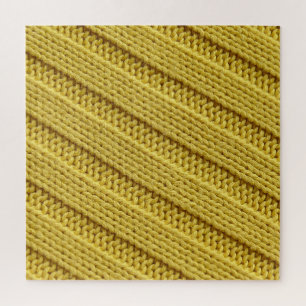 Colorful knitted textile, yellow texture. jigsaw puzzle