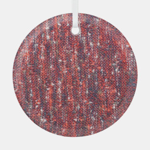 Colorful Knitted Texture: Cozy Background Glass Ornament