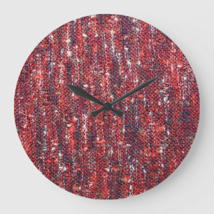 Colorful Knitted Texture: Cozy Background Large Clock
