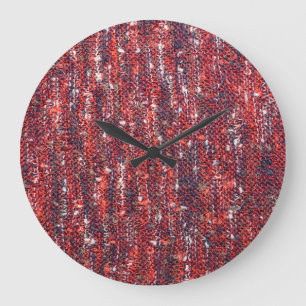 Colorful Knitted Texture: Cozy Background Large Clock