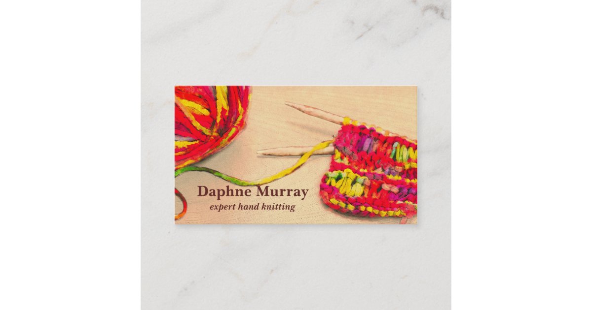 Colorful Knitting Business Card Zazzle