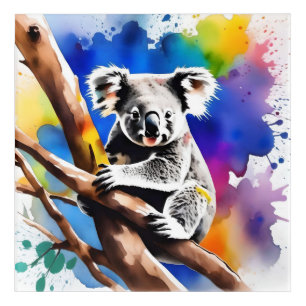 Colorful Koala Bear Watercolour Splash, Acrylic Print