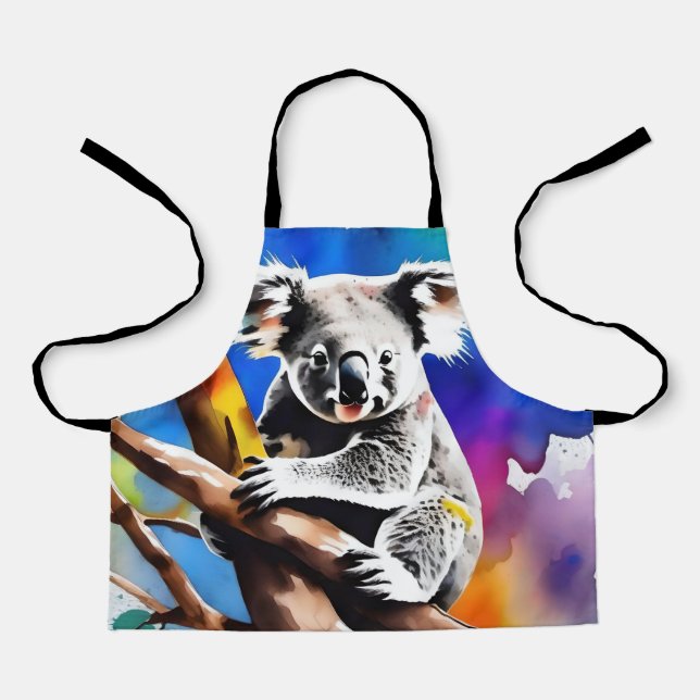Colorful Koala Bear Watercolour Splash, Apron (Front)