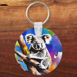 Colorful Koala Bear Watercolour Splash, Keychain