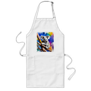 Colorful Koala Bear Watercolour Splash, Long Apron