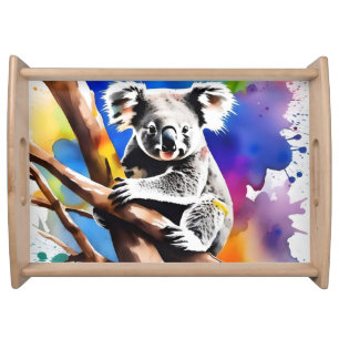Colorful Koala Bear Watercolour Splash, Serving Tray