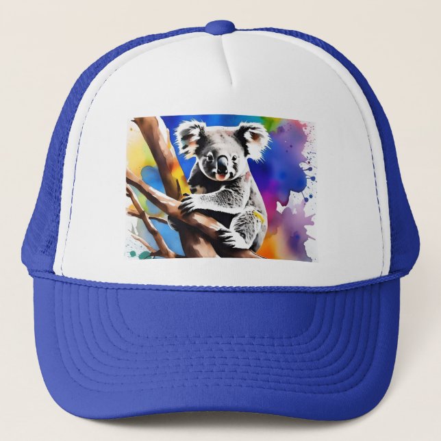 Colorful Koala Bear Watercolour Splash, Trucker Hat (Front)