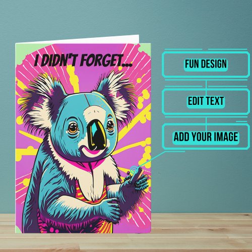 Colorful Koala Belated Birthday Card