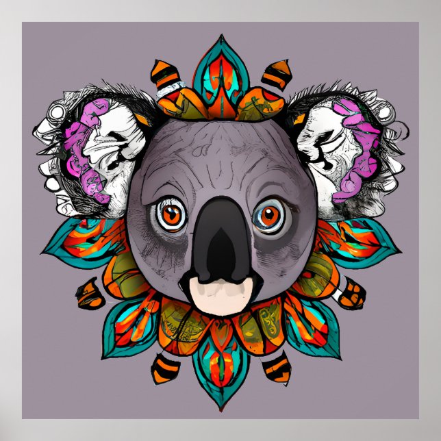 Colorful Koala Mandala Unique & Interesting Poster (Front)