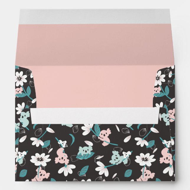 Colorful Koala Pattern Cute Animal and Floral Envelope (Back (Bottom))