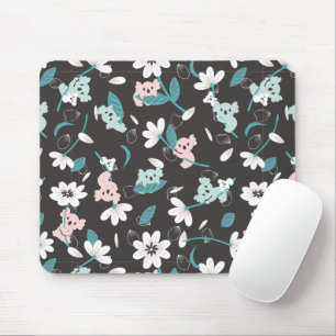 Colorful Koala Pattern Cute Animal and Floral Mouse Pad