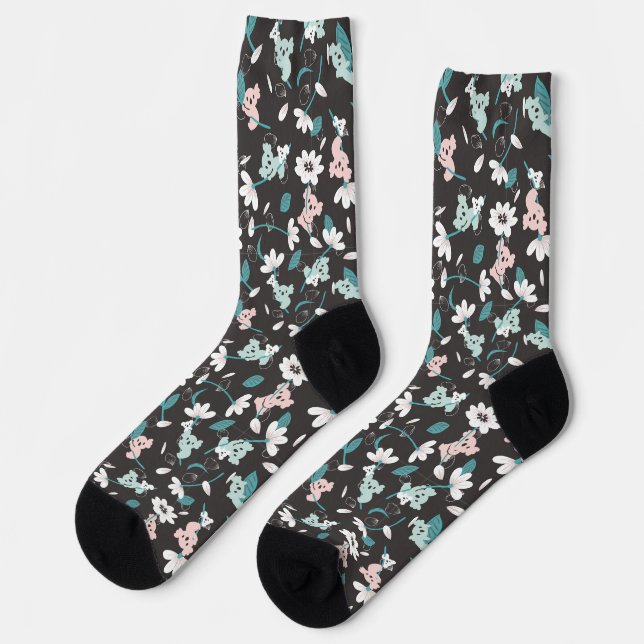 Colorful Koala Pattern Cute Animal and Floral Socks (Left)