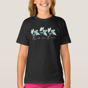 Colorful Koala Pattern Cute Animal and Floral T-Shirt