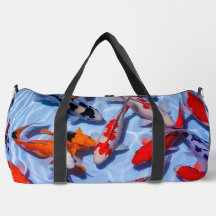 Colorful Koi Design Large Travel Duffle Bag