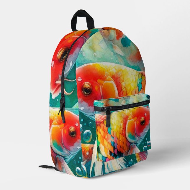 Colorful Koi Fish Backpack (Back Corner Left)