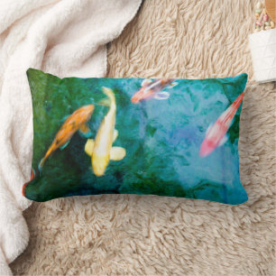 Colorful Koi Fish Lumbar Pillow