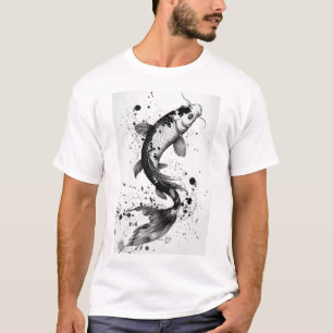 Colorful Koi Fish No. 10 Black Stroke Flat Illustr T-Shirt