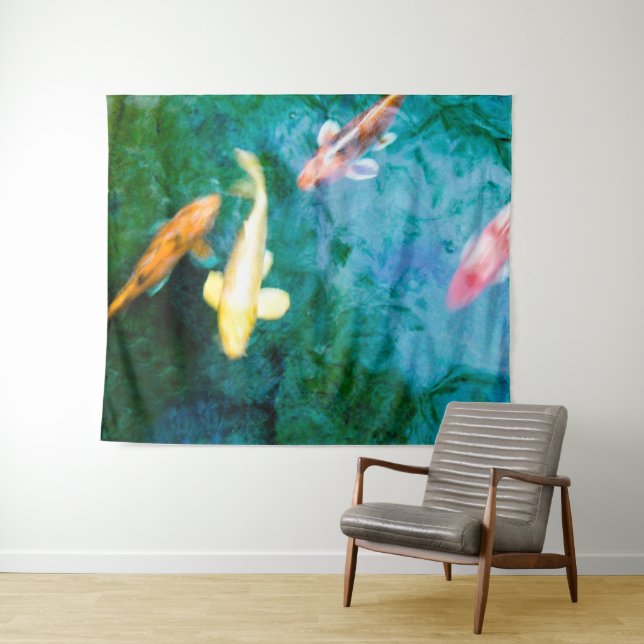 Colorful Koi Fish Tapestry (In Situ (Horizontal))